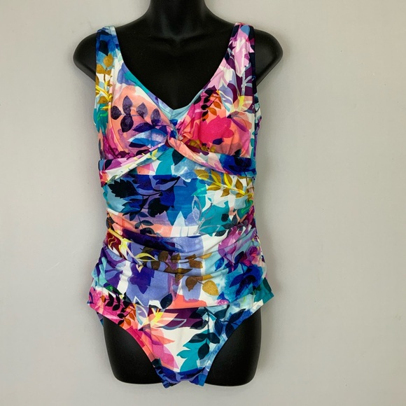 Maxine of Hollywood Other - Maxine of‎ Hollywood Sz 14 XL Multicolor One Piece Tropical Floral Swimsuit